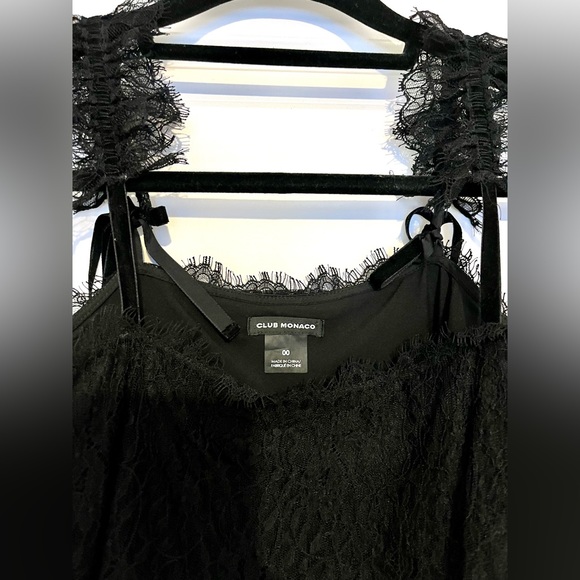 Beautiful Club Monaco black satin slip dress with lace straps - size 00 - Picture 4 of 4